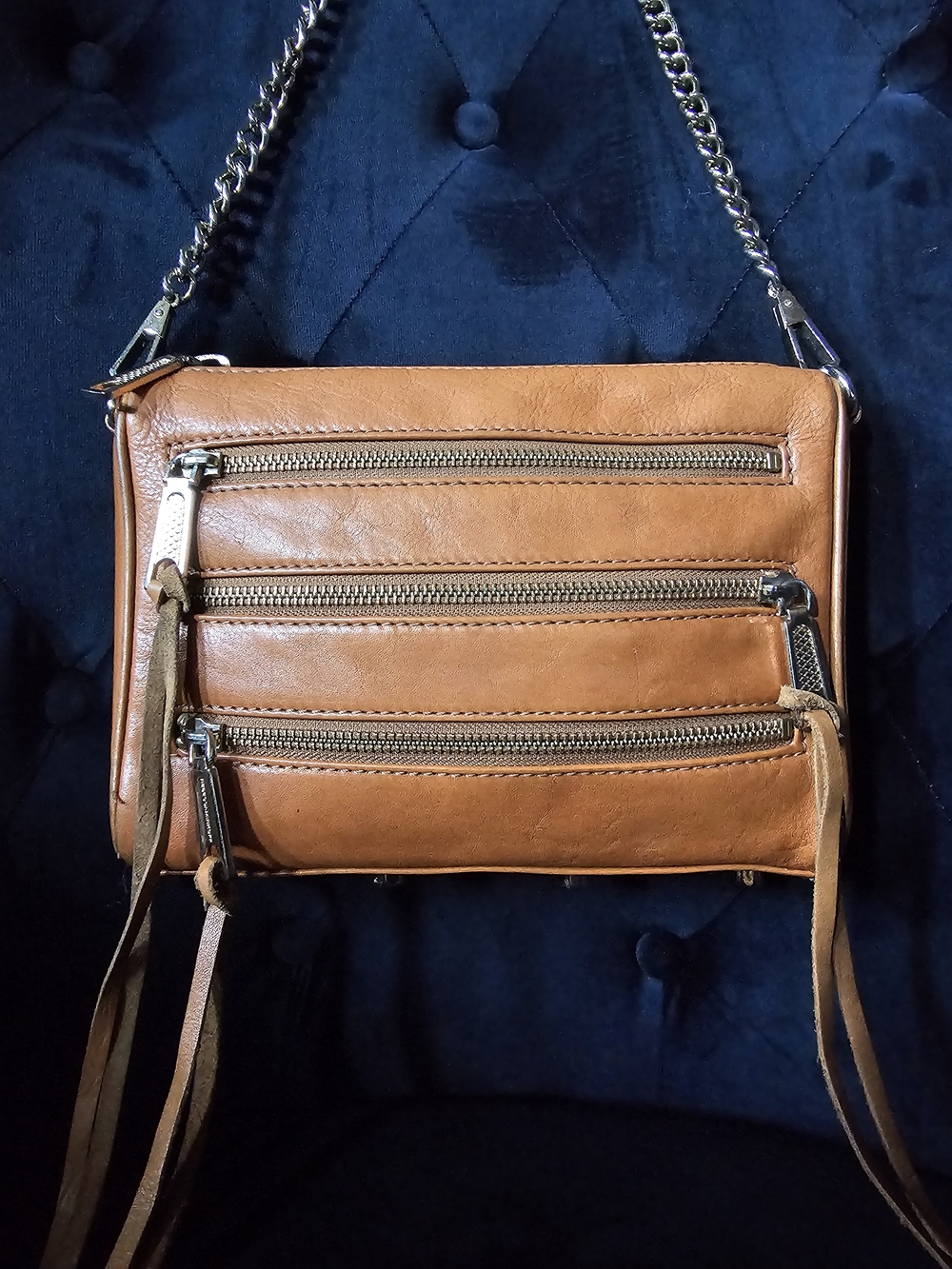 Rebecca Minkoff Mini 5 Zip Convertible Crossbody Bag in brown leather